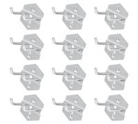 DIYEAH Lot de 12 Crochets de Rangement en Acier Argenté 50mm, Double et Simple Crochet, Surface Traitée, Fixation Solide pour Organiser Outils Garage