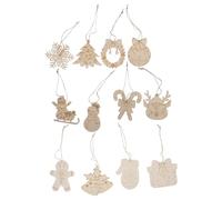 DIYEAH Lot de 12 décorations de Noël en bois brut à faire soi-même, pour décorer son sapin de Noël, pour peindre, embellir une fête
