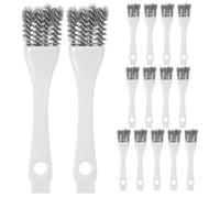 DIYEAH Lot de 15 brosses de nettoyage pour cages à oiseaux : brosse à long manche avec tête grattoir 2 en 1 en fil métallique et plastique - accessoire pour enlever les déjections des perroquets