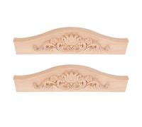 DIYEAH Lot de 2 Appliques Murales en Bois Sculpté Floral Non Peint 29×8 CM Incrustations Décoratives pour Meubles et Armoires Ornements Artisanaux pour Décoration Intérieure de Style