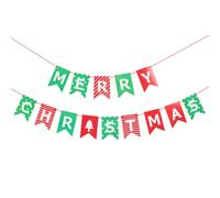DIYEAH Lot de 2 Banderoles Décoratives de Noël Rouges et Vertes en Papier Doux Bannière Suspendue pour Fête de Noël Décoration Festive Intérieure Ambiance Atmosphérique