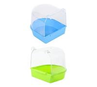 DIYEAH Lot de 2 Bassins de Suspendus pour Oiseaux de Compagnie, Lavabos Créatifs Verts et Bleus, Accessoires Légers et Transparents pour Bain et Nettoyage de Perroquets en Cage