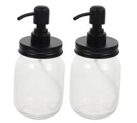 DIYEAH Lot de 2 Bocaux Distributeurs de Sirop 500 Ml en Verre Alimentaire Pompe Inox Pot Hermétique Noir pour Miel Confiture et Sauces la Cuisine et Conservation des Aliments