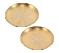 DIYEAH Lot de 2 Bols rituels d'offrande, Assiettes décoratives Pentagramme pour cérémonies de Sorcellerie, brûleurs d'encens, Porte-Bougies, récupérateurs de Cendres, Vide-Poches pour