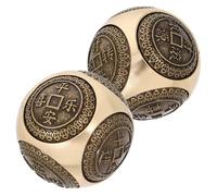 DIYEAH Lot de 2 Boules de Massage en Laiton Doré 38mm Gravures Hexagonales pour Exercice Physique et Amélioration Dextérité des Doigts, Bureau ou Salle de Sport