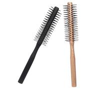 DIYEAH Lot de 2 Brosses à Cheveux Enroulables Rondes en Bois Naturel, Poils Lisses Anti-emmêlement, Petite Taille pour Coiffage et Séchage des Cheveux Bouclés à Domicile, Brosses