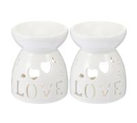 DIYEAH Lot de 2 Brûleurs à Cire en Céramique pour Aromathérapie, Lampe à Parfum Décorative Blanche, Diffuseur de Parfum Électrique Bureau Chambre Sauna, Éclairage Parfumé Romantique