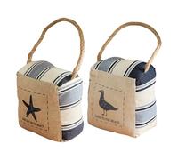 DIYEAH Lot de 2 butées de porte en tissu - Butée de porte lestée respectueuse du sol avec poignée en corde et sable fin à l'intérieur - Butée de style méditerranéen pour la décoration du