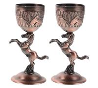 DIYEAH Lot de 2 calices vintage en forme de cheval, coupes à vin à pied, coupes à dessert royales, récipients à boire pour cérémonies, fêtes médiévales