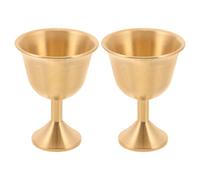 DIYEAH Lot De 2 Coupes En Laiton Vintage Style Médiéval Calices À Pied Pour Cérémonie Communion Banquet Mariage Gobelets Rituels En Métal Élégants