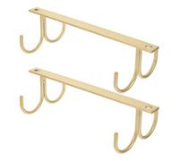 DIYEAH Lot de 2 Crochets à Tasses en Fer Doré, Porte-tasses Suspendu sous Meuble 4 Crochets, Organisateur de Tasses pour Placards Cuisine, Rangement Gain de Place Pratique et Polyvalent
