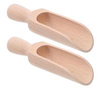 DIYEAH Lot de 2 cuillères à café en bois : cuillère en bois naturel pour le marc de café et le sucre - cuillère de service rustique de style ferme - idéale pour les boîtes, les bocaux et le