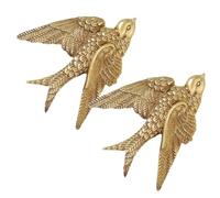 DIYEAH Lot de 2 Décorations Murales Hirondelles en Résine Petit Format Ornement Oiseau Artisanal pour Salon et Jardin Pendentif Hirondelle Décoratif Original et Polyvalent