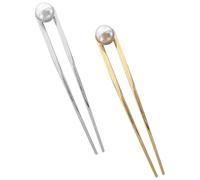 DIYEAH Lot de 2 Fourchettes à Cheveux Métalliques U-shape, Grandes Tailles, Couleurs Or et Argenté, Accessoires pour Cheveux Filles et Femmes, pour Chignons, Coiffures Élégantes et Usage