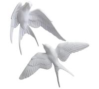 DIYEAH Lot de 2 Hirondelles 3d Décoration Murale Extérieure, Résine Solide, Design Scandinave, Jardin et Terrasse, Ornement Oiseaux Miniatures, Style Rustique Élégant