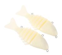 DIYEAH Lot de 2 Leurres de Pêche Articulés 7 Parties Beige, Appâts Factices à Peindre 10 CM, Adaptés pour Pêche Carnassier en Rivière et Mer