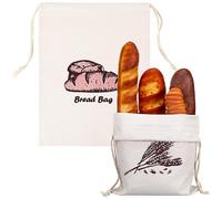 DIYEAH Lot de 2 Paquet Lin Composite 30x40 Cm, Paquet à Lavables Cordon de Serrage, Conservation Levain Fait Maison, Réutilisables pour Pains Ronds et Viennoiseries