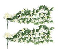 DIYEAH Lot de 2 Pendentifs en Lys Artificiels Blancs, Décoration Murale Réaliste pour Jardin et Maison, Guirlande de Fleur Suspendue en Tissu de Soie Solide, Fleur Tombante pour Mariage