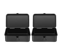 DIYEAH Lot de 2 petites boîtes à outils en métal - Organiseur de boîtes à outils portables en fer avec fermeture à loquet métallique pour la maison, le garage, l'atelier
