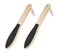 DIYEAH Lot de 2 Pierres Ponces Pieds Double Face en Bois Naturel, Planche Exfoliante Antidérapante pour Éliminer les Peaux Mortes, Masseur Pied Portable pour Soin et Pédicure à Domicile