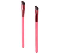 DIYEAH Lot de 2 Pinceaux à Sourcils Biseautés Multifonctionnels, Poils Bruns Synthétiques, Manches en Plastique Marron, Taille Moyenne, pour Maquillage Précis des Sourcils et Contour