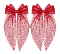 DIYEAH Lot de 2 Pinces à Cheveux à Paillettes Rouges, Grands Nœuds Brillants pour Femmes et Filles, Accessoires Coiffure pour Fêtes et Événements Spéciaux, Agrafes Légères et