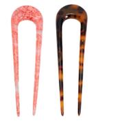 DIYEAH Lot de 2 Pinces à Cheveux en Acétate Ondulées de U, 2 Pièces, Accessoires Vintage pour Chignon, Épingles Coiffure Femmes et Filles, Usage Quotidien et Mariage