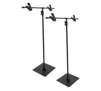 DIYEAH Lot de 2 Porte-Bannières de Table en Métal Forme T Pinces Support D’Affiche Stable et Réglable Présentoir Publicitaire Compact pour Menus et Panneaux sur Bureau Noir Jhb05A