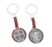 DIYEAH Lot De 2 Porte-Clés Croix Crucifixion Médaille Saint Benoît En Métal