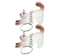 DIYEAH Lot de 2 Porte-clés Transparents en Plastique de Chat, Boîte de Rangement pour Poils d'animaux Résistante la Décoloration, pour Usage Quotidien et Voyage