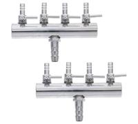 DIYEAH Lot de 2 Répartiteurs D’air en Acier Inoxydable 4 Voies 4mm Réglables pour Pompe à Air D’Aquarium, Vanne de Contrôle Indépendante, Accessoires pour Pompe et Filtre Aquarium, Usage