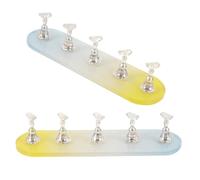 DIYEAH Lot de 2 Sets de Supports Ovales Longs pour Nail Art, Présentoirs Magnétiques en Acrylique Dégradé Bleu-jaune, Porte-ongles D’entraînement Manucure Diy, Accessoires pour Pratique