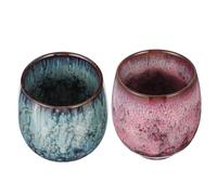 DIYEAH Lot de 2 Tasses à Thé en Céramique Style Rétro Vert et Rouge Résistantes la Chaleur Décoratives pour Infusion de Feuilles de Thé Noir et Fleuri pour Maison et Réunion Entre Amis