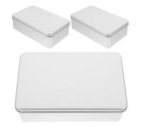 DIYEAH Lot de 3 Boîtes en Fer Rectangulaires 180X110X55 MM Couvercles Boîtes d'Emballage Pâtisserie et Biscuits Réutilisables pour Fêtes et Conservation