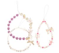 DIYEAH Lot de 3 Cordons de téléphone Mignons à Perles - Chaîne à Perles avec nœud, dragonne Anti-Chute pour étui de téléphone, Appareil Photo, Porte-clés ou