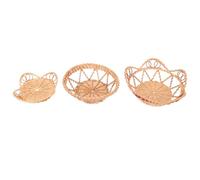 DIYEAH Lot de 3 Paniers Muraux en Rotin Tressé Ajouré Décoration Murale Rustique Champêtre Paniers Suspendus Décoratifs pour Salon et Chambre