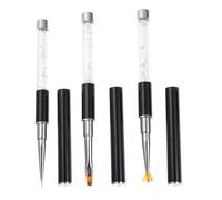 DIYEAH Lot de 3 Pinceaux pour Nail Art en Acrylique Noir, Stylo de Peinture pour Ongles Brosse Fine, Éventail et Pinceau Plat, Accessoires pour Salon de Manucure et Décoration D’ongles