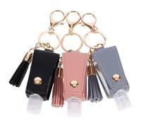 DIYEAH Lot de 3 Porte-clés pour Flacons de Voyage 30 Ml en Silicone Souple, Rechargeable, Couleurs Noir, Bleu Clair et Rose, Flacon Vide Portable pour Lotion, Savonnette et Cosmétiques,