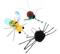 DIYEAH Lot de 3 Recharges Chat Interactif Peluches Douces D’Insectes Matériau Confortable pour Chatons D’Intérieur Taquinant et Stimulant Leur Agilité