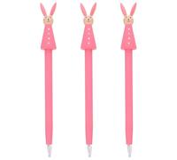 DIYEAH Lot de 3 stylos à encre gel en bois : stylos à encre neutre pour écrire et signer - Papeterie kawaii en forme de lapin pour la rentrée scolaire