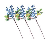 DIYEAH Lot de 3 Tiges de Baies Artificielles Bleu Vif en PVC Branches Décoratives de Myrtilles Résistantes à la Décoloration pour Décoration de Noël Mariage et Vase Accessoires