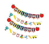 DIYEAH Lot de 4 Bannières de Bienvenue Rentrée Scolaire Décorations Suspendues pour Salle de Classe Accessoires de Fête pour Premier Jour d'École Décorations Murales Colorées pour