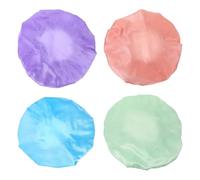 DIYEAH Lot de 4 Bonnets de Bain Imperméables pour Femme, Doublure Eva et Satin, Taille Unique, Couleurs Assorties, Bonnets Multifonctions Soin des Cheveux Couleur Couleur Aléatoire