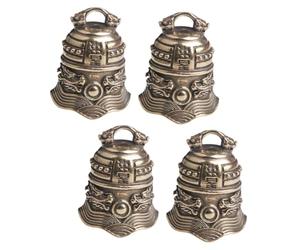 DIYEAH Lot De 4 Cloches En Laiton Anciennes Vintage Pour Décoration Artisanale Dorée, Pendentifs Pratiques, Suspendues, Bricolage, Porte-clés, Utilisation Quotidienne, Présent Polyvalent