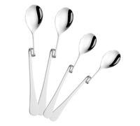 DIYEAH Lot de 4 Cuillères à Café Courbées en Acier Inoxydable, Pratiques et Faciles à Nettoyer, pour Bar et Hôtel, Design Argenté Élégant