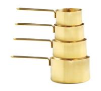 DIYEAH Lot de 4 Cuillères Doseuses Cuisine en Acier Inoxydable Doré, Tasses à Mesurer 4 Pièces, Ustensiles de Pâtisserie Long Manche, Anti-rouille, Cuisine et Préparation Alimentaire
