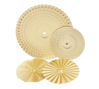 DIYEAH Lot de 4 Décorations Murales en Métal Fer Forgé Doré, Disques Ronds Suspendus pour Salon et Jardin, Décoration Intérieure Extérieure, Motifs Géométriques Solaire, Éléments