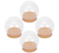 DIYEAH Lot de 4 Dômes en Verre Transparent Bouchon Liège, 12 Cm de Diamètre, Ornement de Fleurs Préservées, Couvercle de Protection Décoratif pour Présentation et Décoration Intérieure