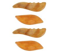 DIYEAH Lot de 4 Grattoirs de Massage Guasha en Bois de Santal, Formes Triangulaire et Feuille, Outil Multifonction pour Visage et Cou, Planches Portables pour Massage Lymphatique et Soin