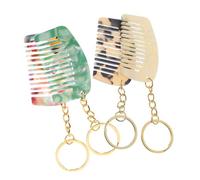 DIYEAH Lot de 4 Mini Peignes à Dents Larges en Acétate pour Cheveux Mouillés et Bouclés, Porte-clés Créatif Motifs Variés, Taille Compacte 5,3 Cm X 3,1 Cm, Accessoires de Coiffure